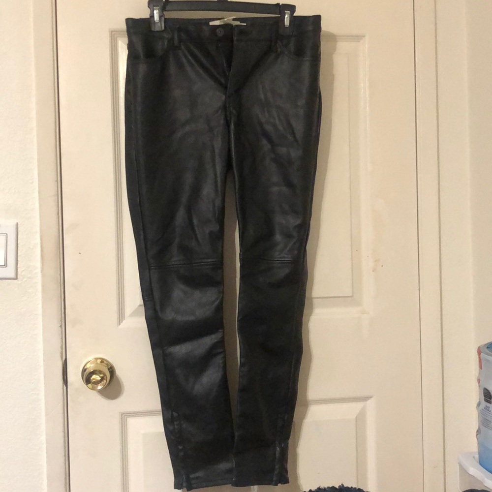 Black faux leather pants